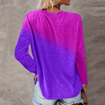 YESFASHION Casual Tie Dye Printed Pocket Long Sleeve T-shirt Tops