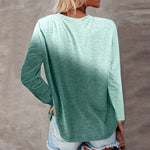 YESFASHION Casual Tie Dye Printed Pocket Long Sleeve T-shirt Tops