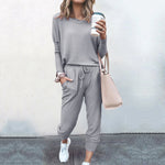 YESFASHION New Loose Solid Color Long-sleeved Casual Suit