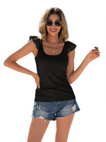 YESFASHION Stitching U-neck Pullover Sleeveless T-shirt Tops