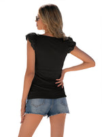 YESFASHION Stitching U-neck Pullover Sleeveless T-shirt Tops