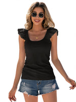 YESFASHION Stitching U-neck Pullover Sleeveless T-shirt Tops