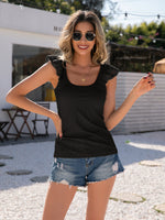 YESFASHION Stitching U-neck Pullover Sleeveless T-shirt Tops