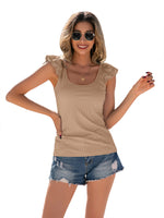 YESFASHION Stitching U-neck Pullover Sleeveless T-shirt Tops