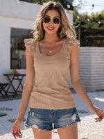 YESFASHION Stitching U-neck Pullover Sleeveless T-shirt Tops