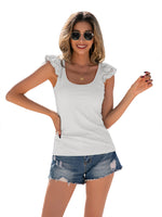 YESFASHION Stitching U-neck Pullover Sleeveless T-shirt Tops