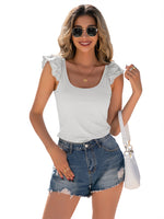 YESFASHION Stitching U-neck Pullover Sleeveless T-shirt Tops