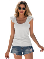 YESFASHION Stitching U-neck Pullover Sleeveless T-shirt Tops