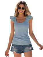 YESFASHION Stitching U-neck Pullover Sleeveless T-shirt Tops