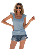 YESFASHION Stitching U-neck Pullover Sleeveless T-shirt Tops