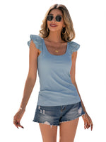 YESFASHION Stitching U-neck Pullover Sleeveless T-shirt Tops