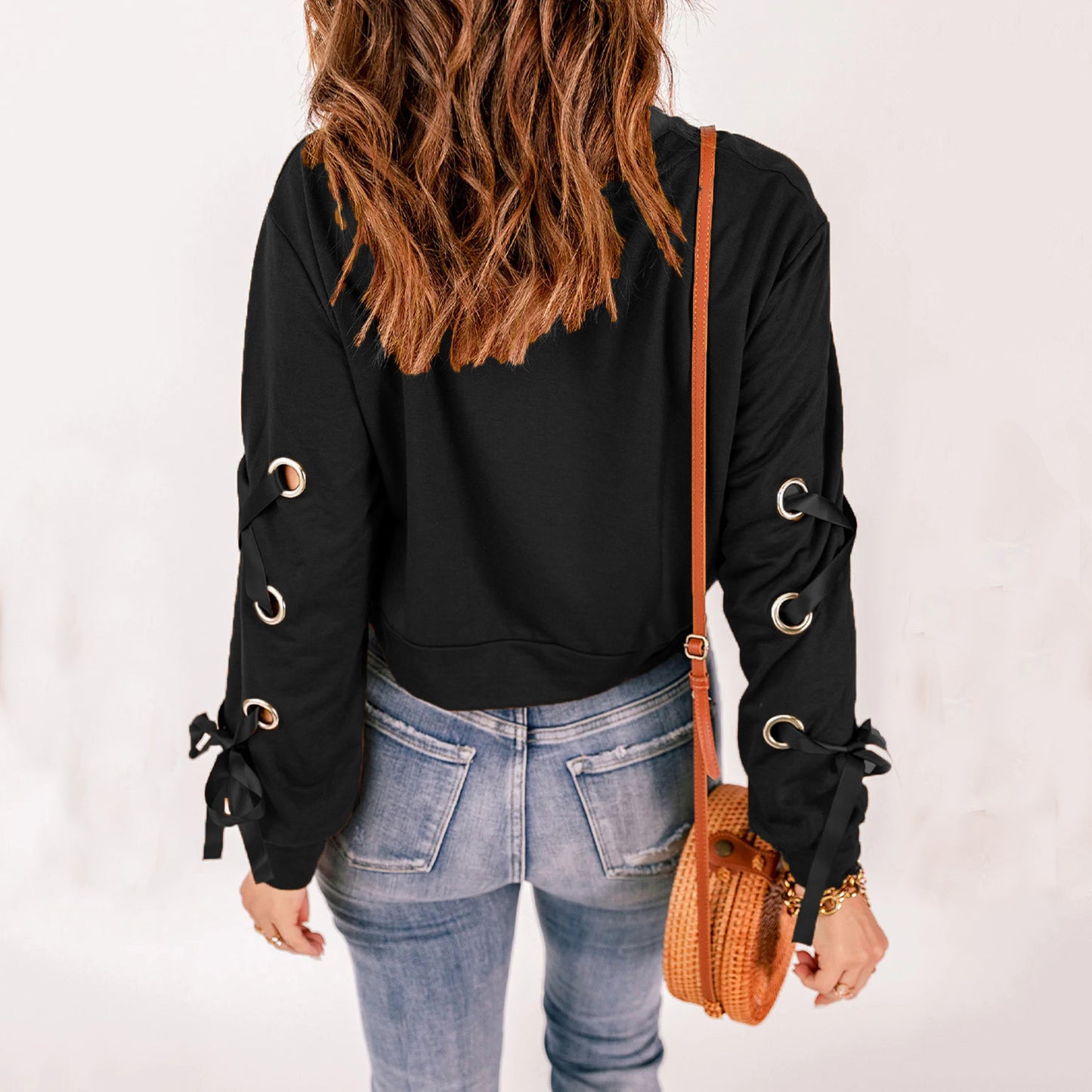 YESFASHION Women Solid Color Pullover Sweaters Casual T-shirt