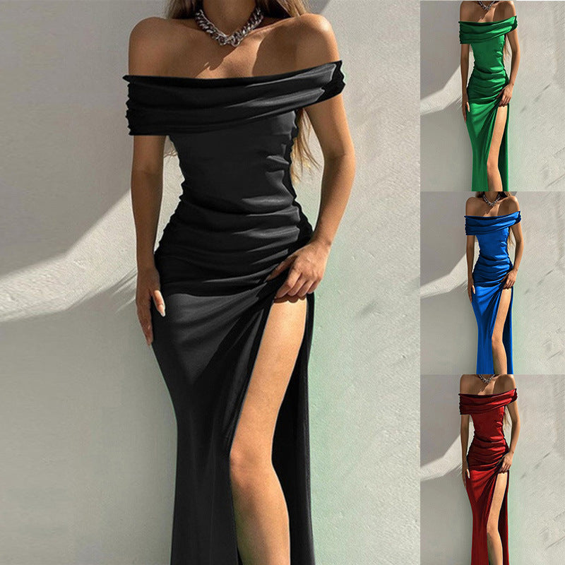 YESFASHION New Ladies Shiny Stretch Dress
