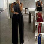 YESFASHION Wide-leg Jumpsuits Waist-studded One-piece Dress