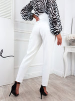 YESFASHION Solid Color Slim Fitting Pants Button Pants