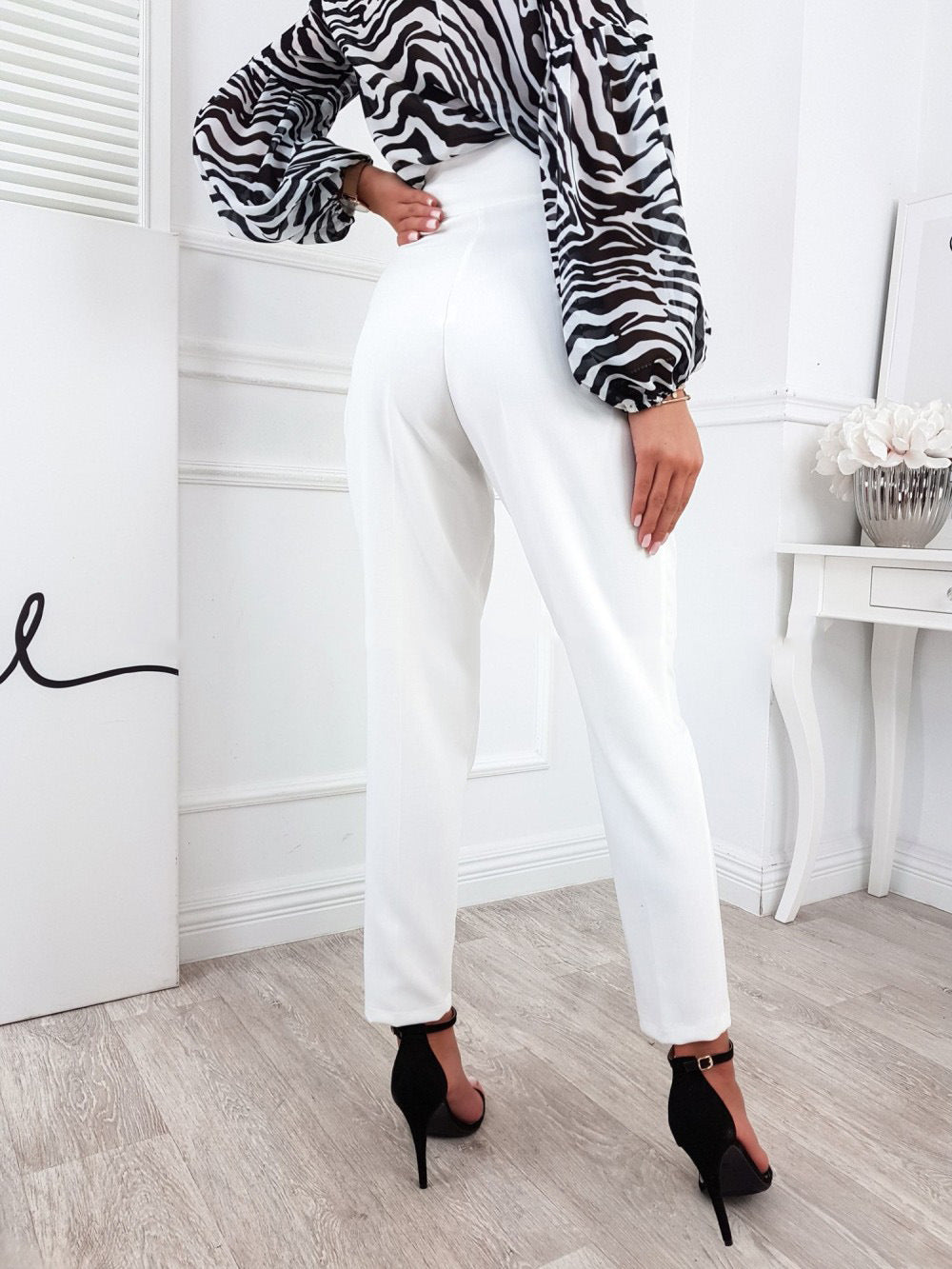 YESFASHION Solid Color Slim Fitting Pants Button Pants