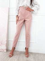 YESFASHION Solid Color Slim Fitting Pants Button Pants