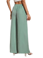 YESFASHION Women High Waist Tie Loose Wide Leg Pants PBY-0YEN