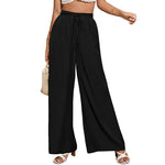 YESFASHION Women High Waist Tie Loose Wide Leg Pants PBY-0YEN