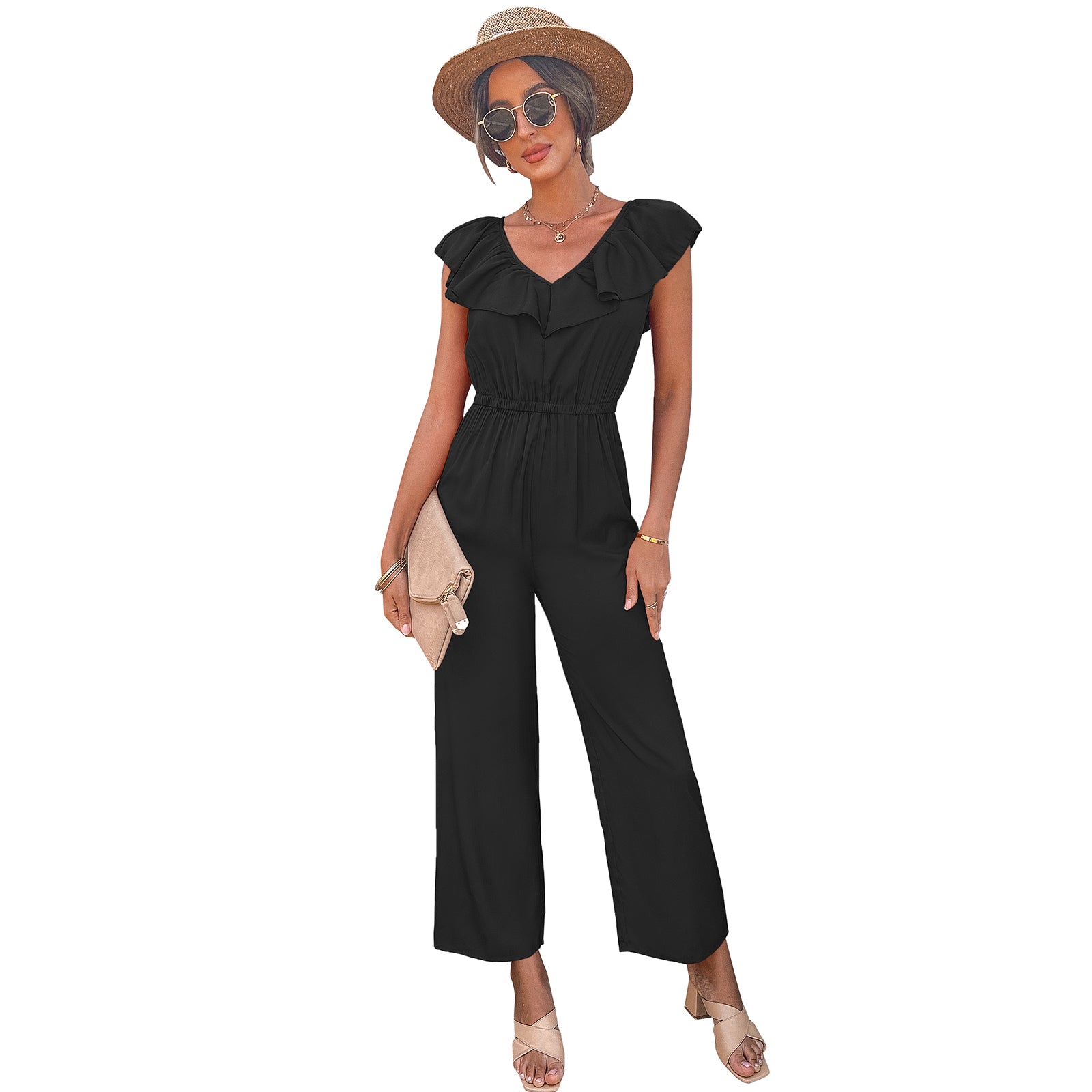 YESFASHION Female Fashionable Waist Slimming Jumpsuit Pants