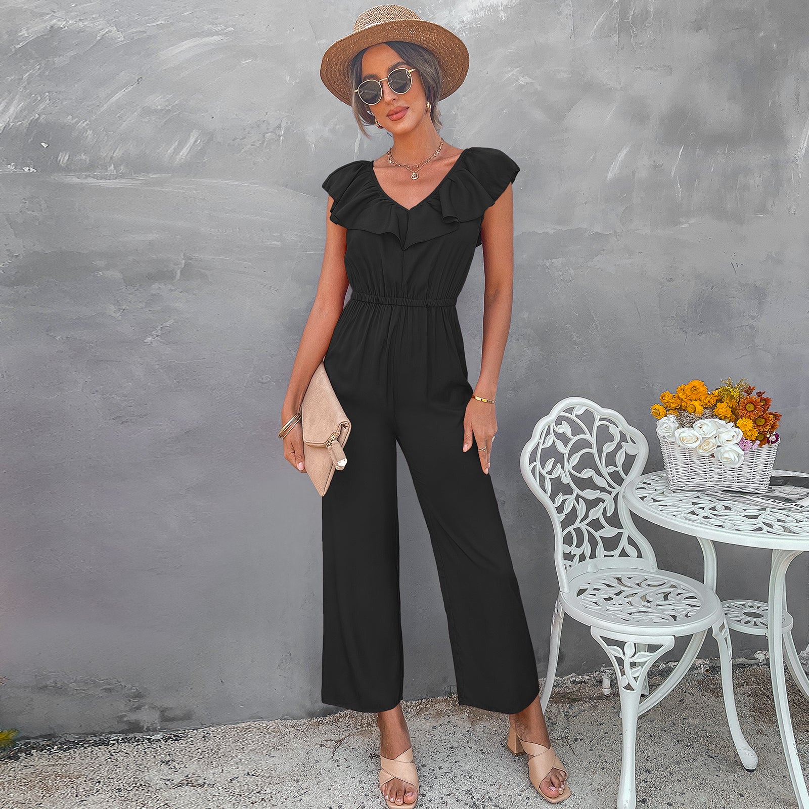 YESFASHION Female Fashionable Waist Slimming Jumpsuit Pants