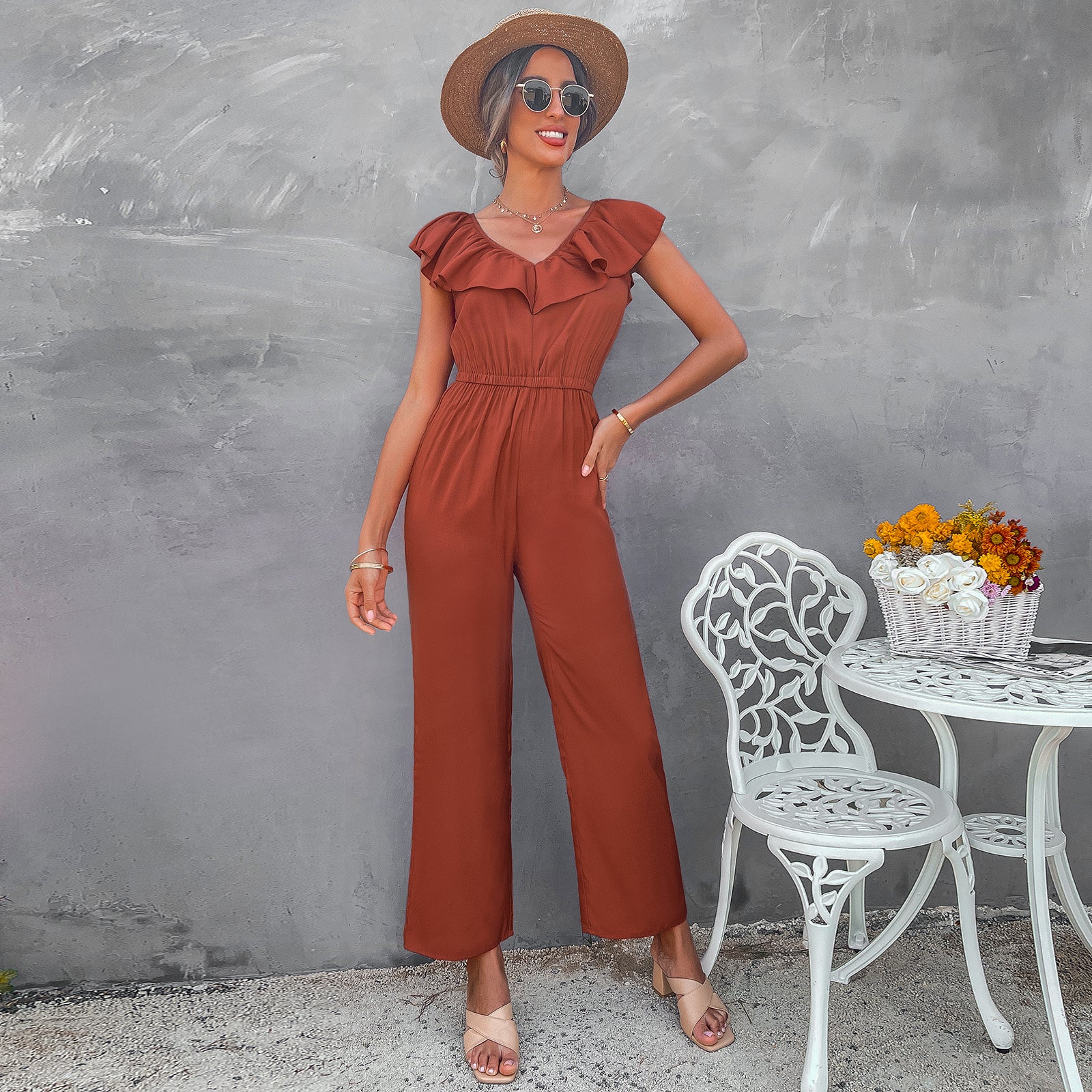 YESFASHION Female Fashionable Waist Slimming Jumpsuit Pants