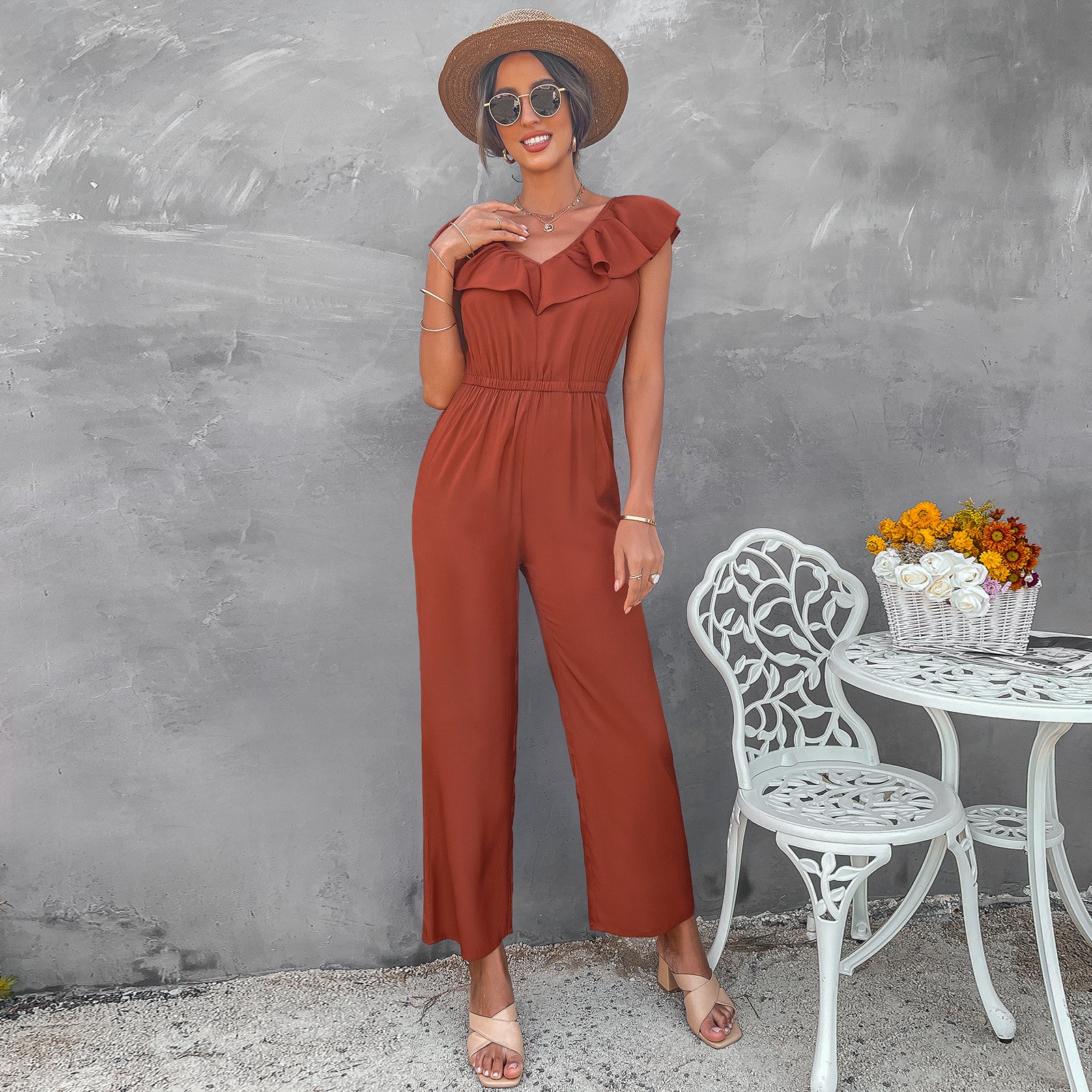 YESFASHION Female Fashionable Waist Slimming Jumpsuit Pants