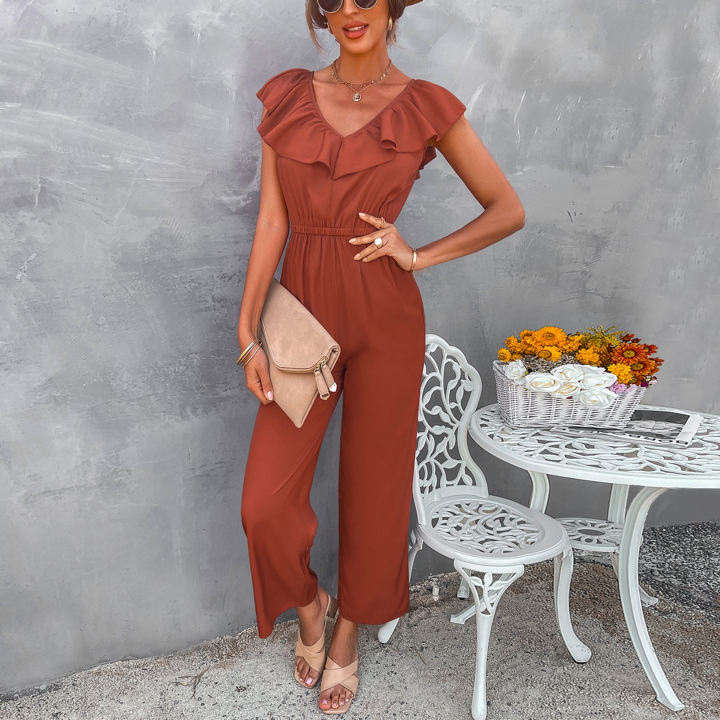 YESFASHION Female Fashionable Waist Slimming Jumpsuit Pants