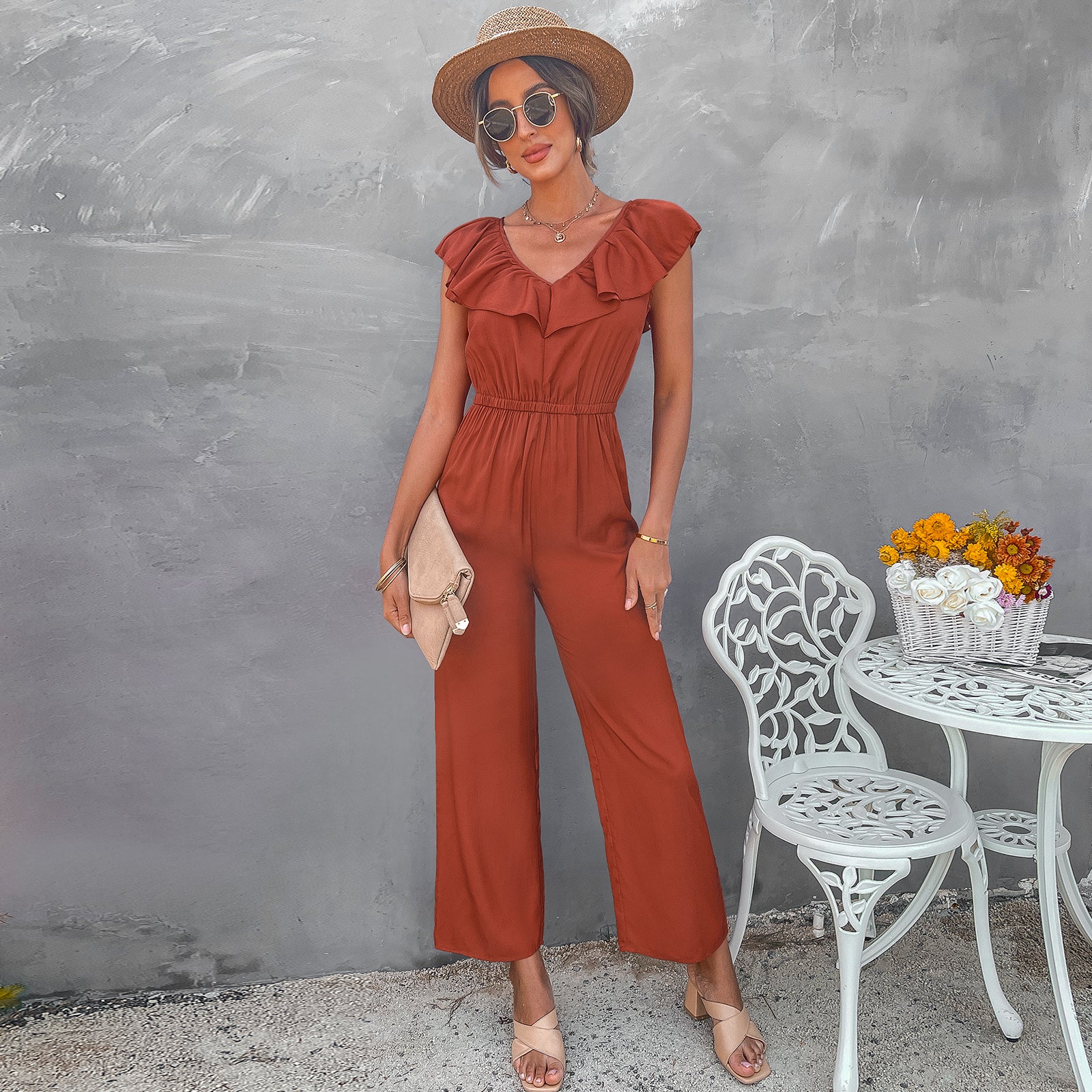 YESFASHION Female Fashionable Waist Slimming Jumpsuit Pants