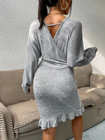 YESFASHION Women Long-sleeved Knitted Dress