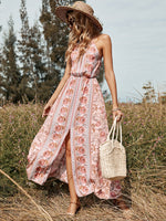 YESFASHION Women Sexy Backless Mid-length Pink Lace-up Suspender Dress