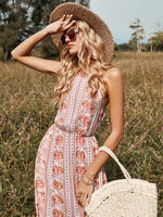 YESFASHION Women Sexy Backless Mid-length Pink Lace-up Suspender Dress