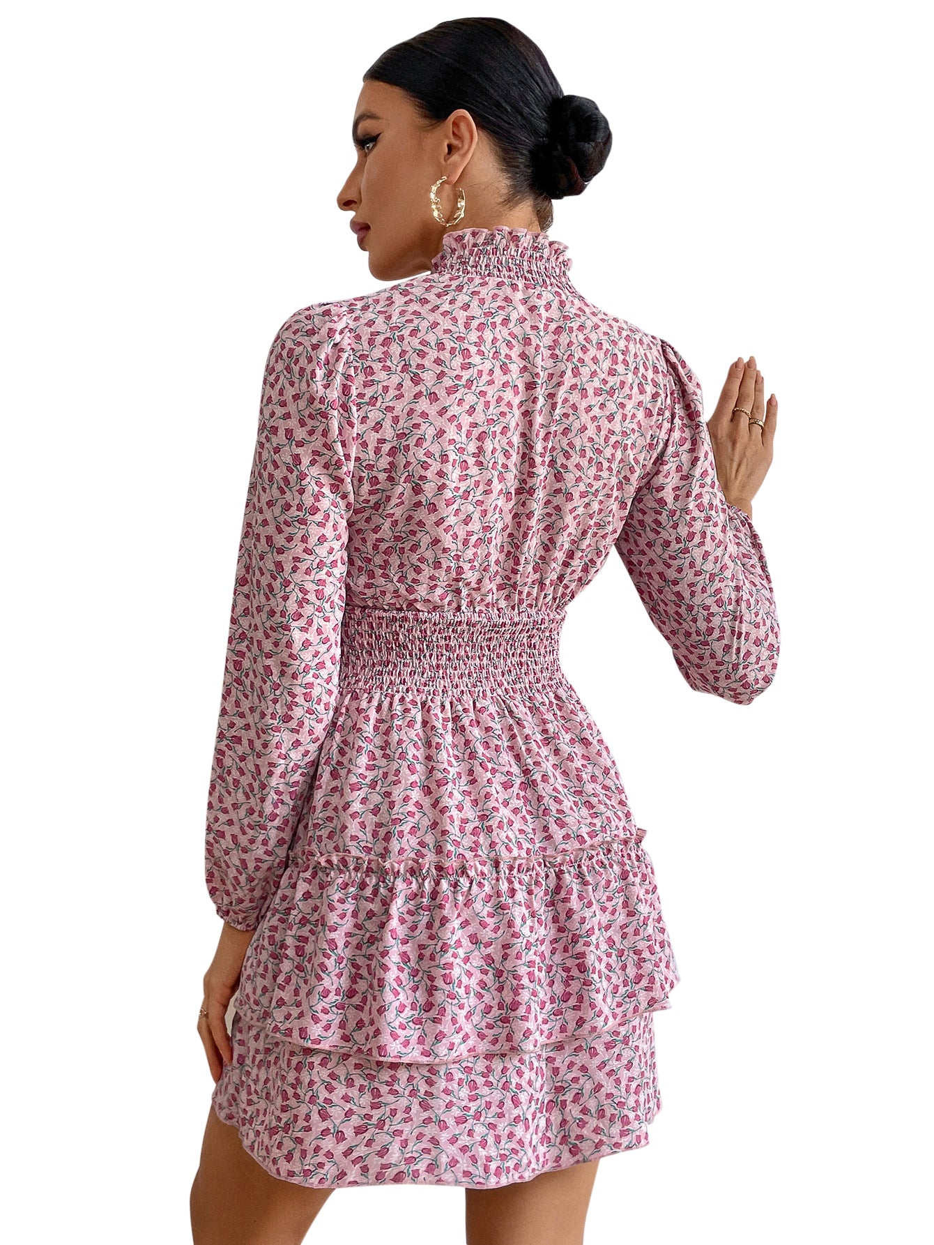 Floral Dress Spring And Autumn Four Seasons Cake Skirt Women