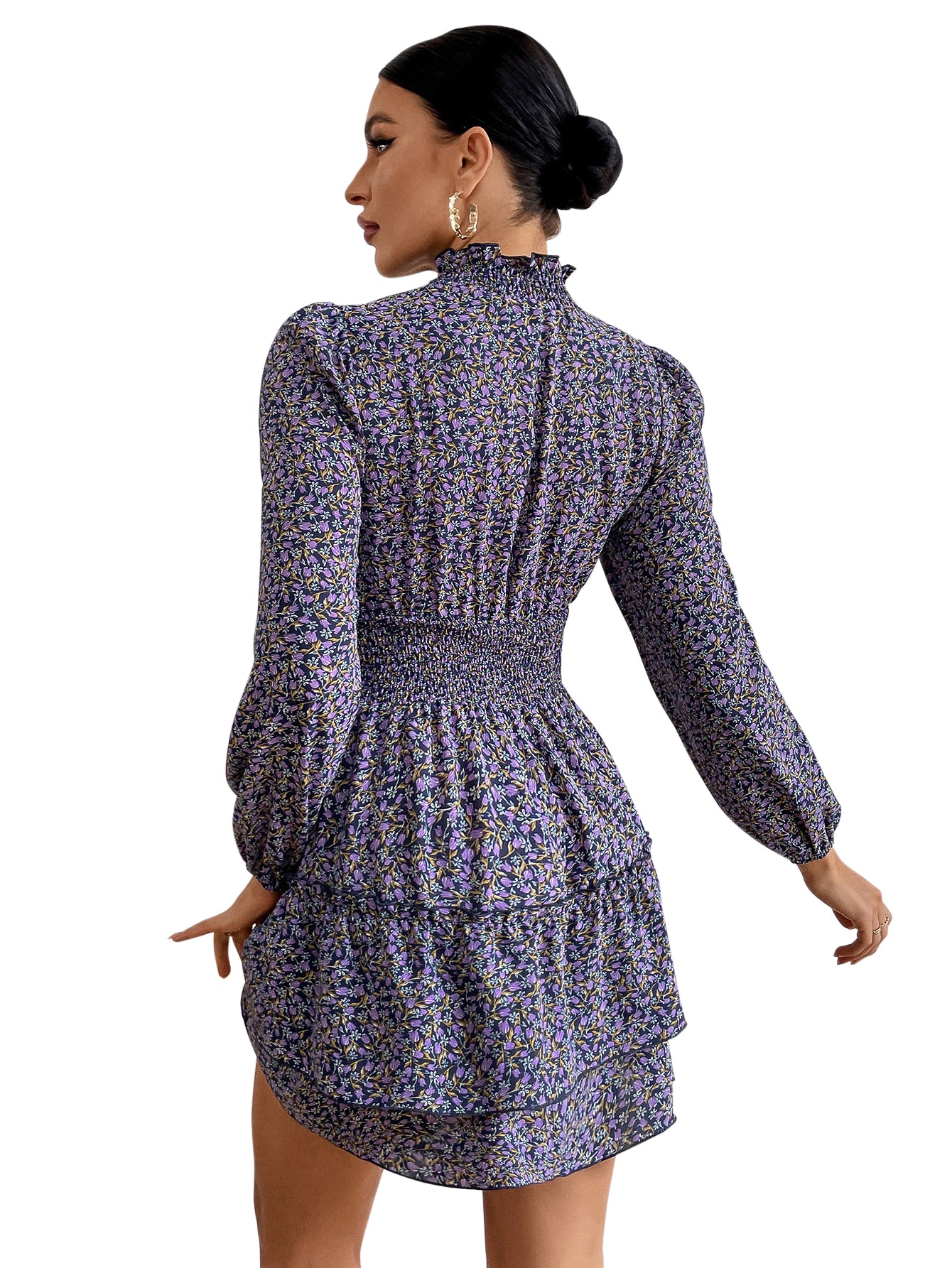 Floral Dress Spring And Autumn Four Seasons Cake Skirt Women