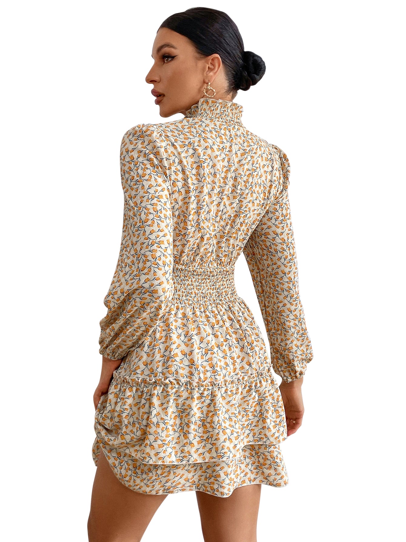 Floral Dress Spring And Autumn Four Seasons Cake Skirt Women