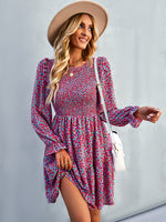 YESFASHION Floral Dress 2022 Winter Long Sleeve All-match A-line Skirt