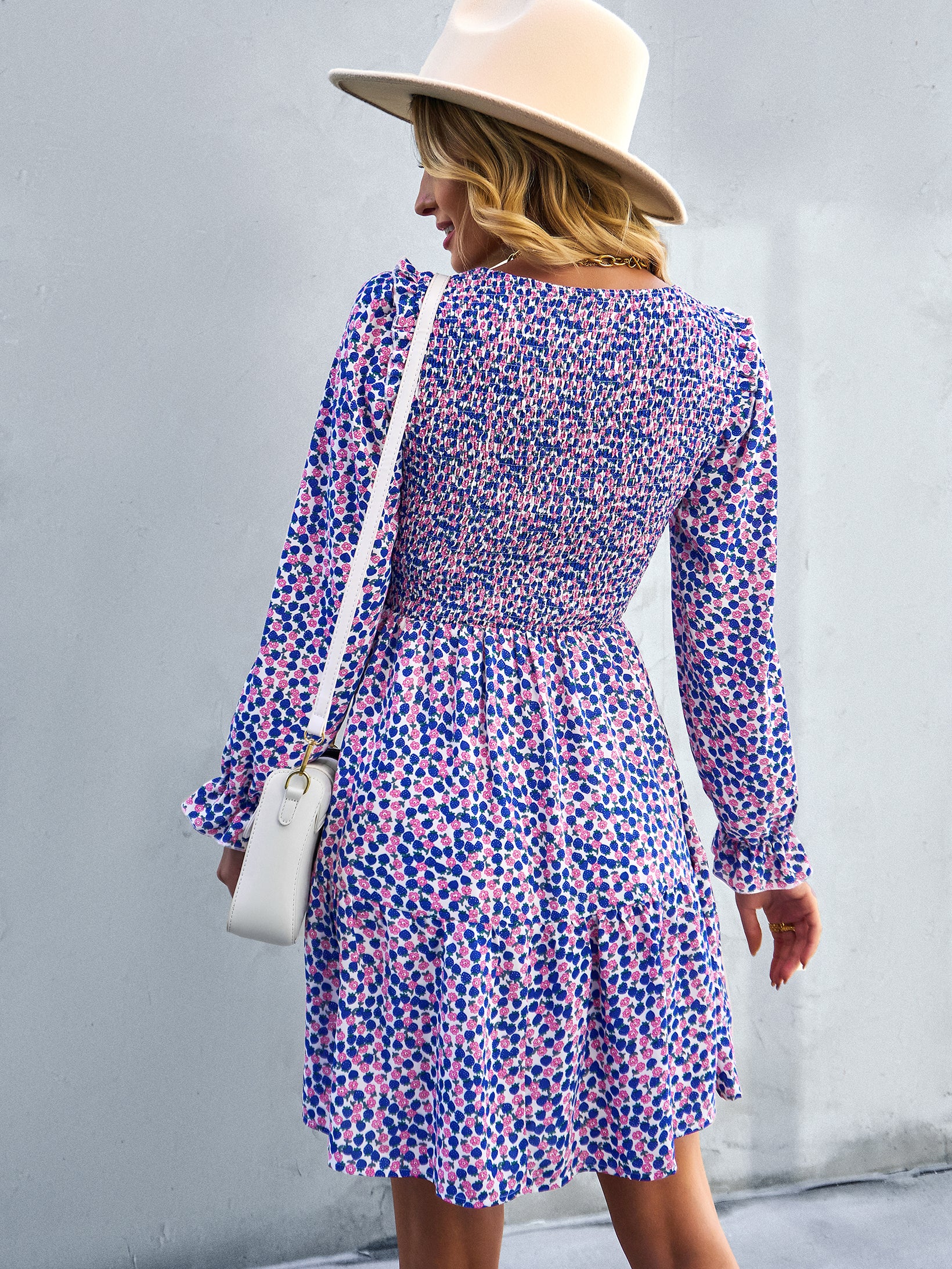 YESFASHION Floral Dress 2022 Winter Long Sleeve All-match A-line Skirt