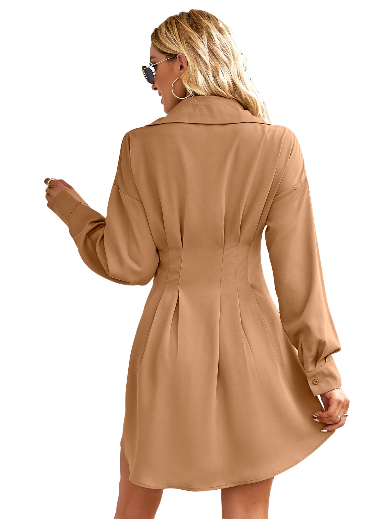 YESFASHION Women Clothing 2023 Winter Shirt Skirt Dress
