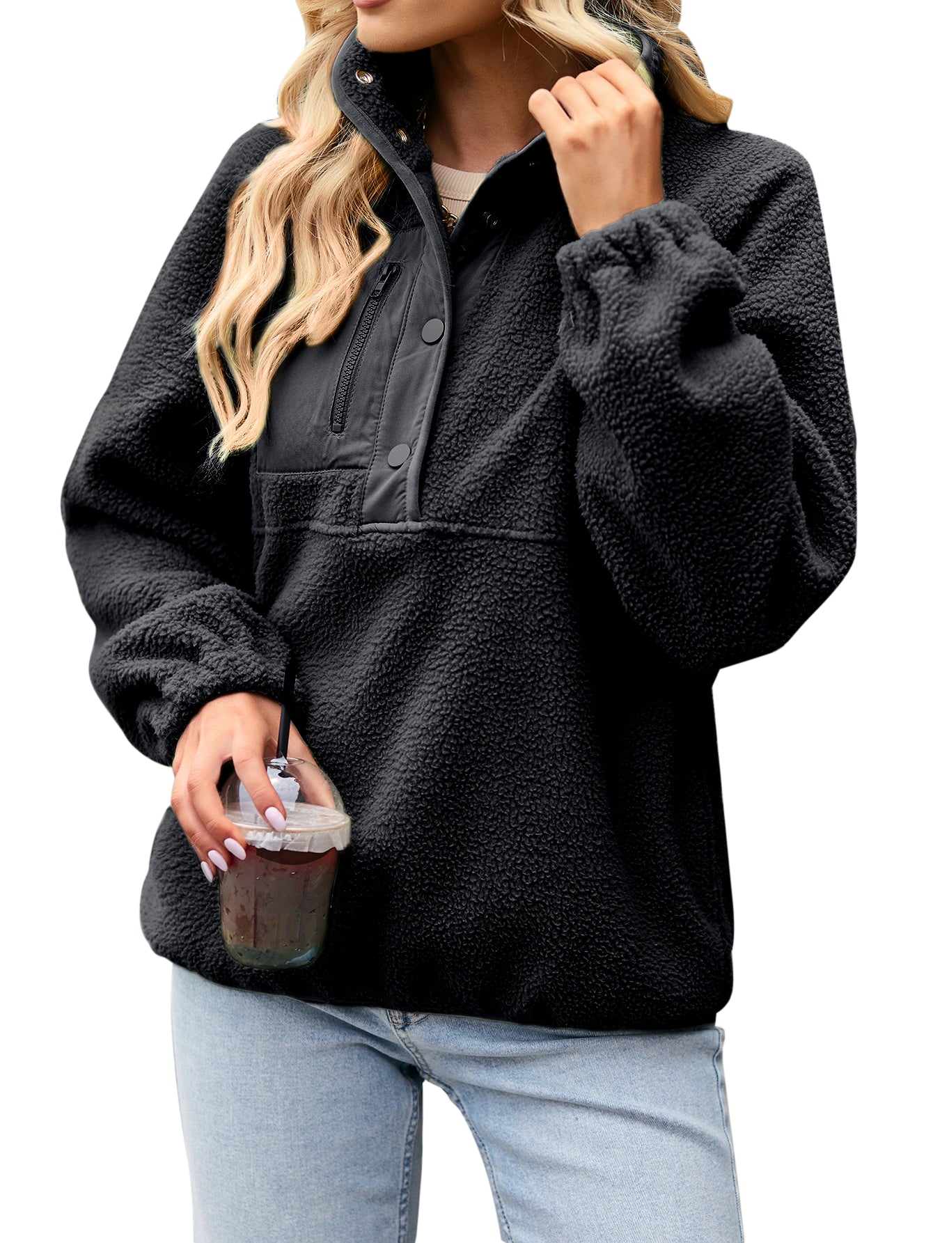 YESFASHION Loose Sports Sweaters Casual Temperament Coat Tops