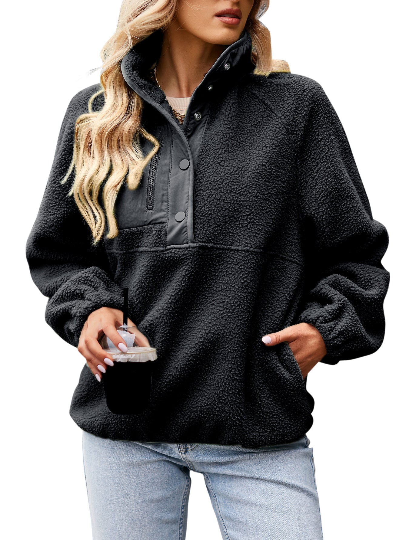 YESFASHION Loose Sports Sweaters Casual Temperament Coat Tops