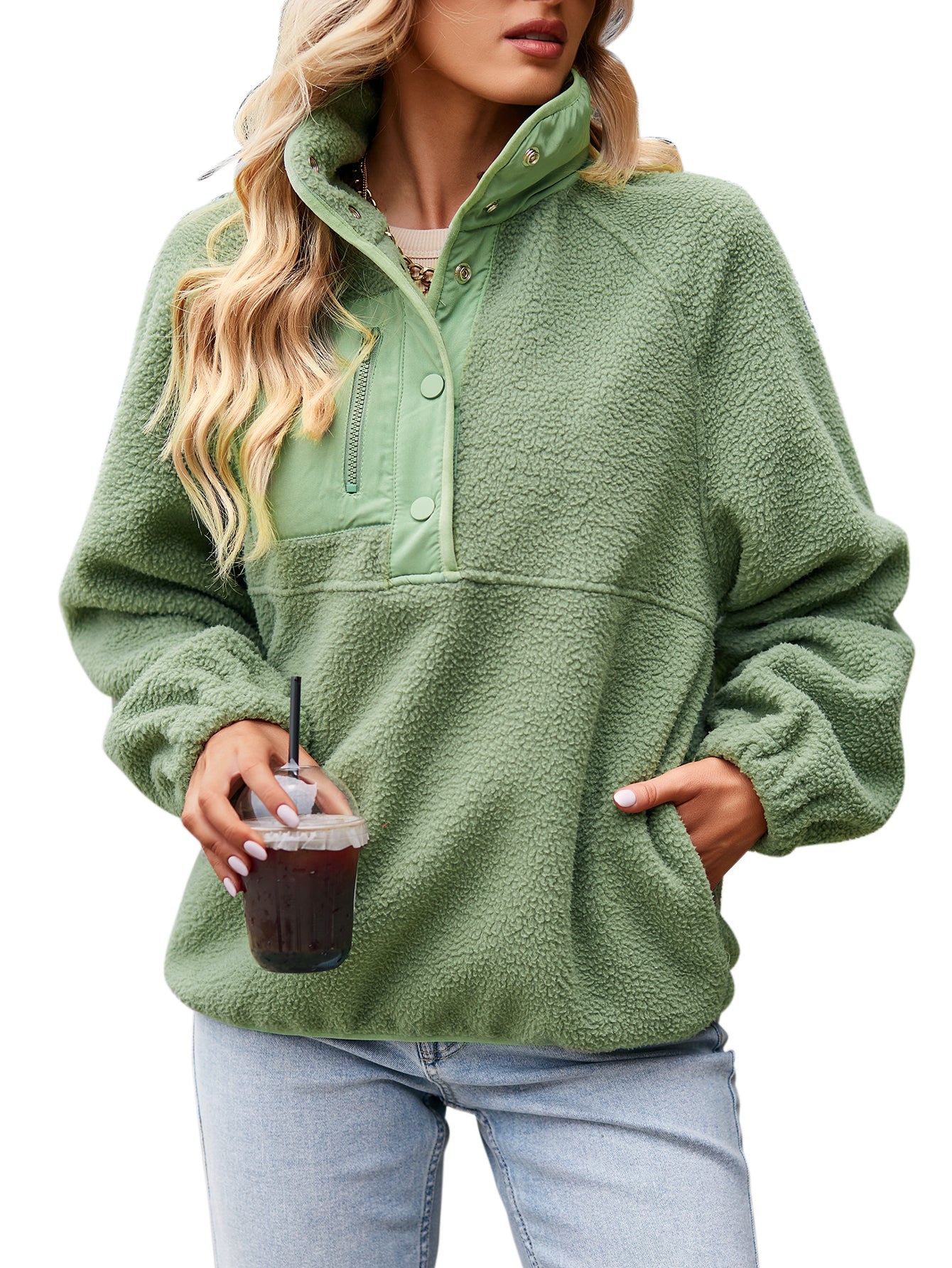 YESFASHION Loose Sports Sweaters Casual Temperament Coat Tops