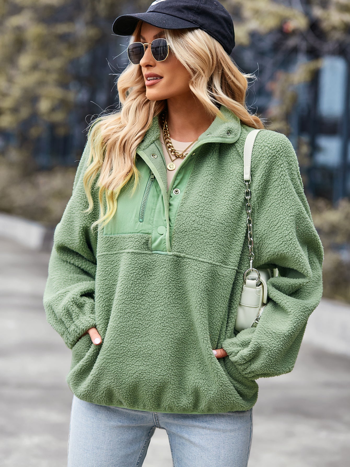 YESFASHION Loose Sports Sweaters Casual Temperament Coat Tops