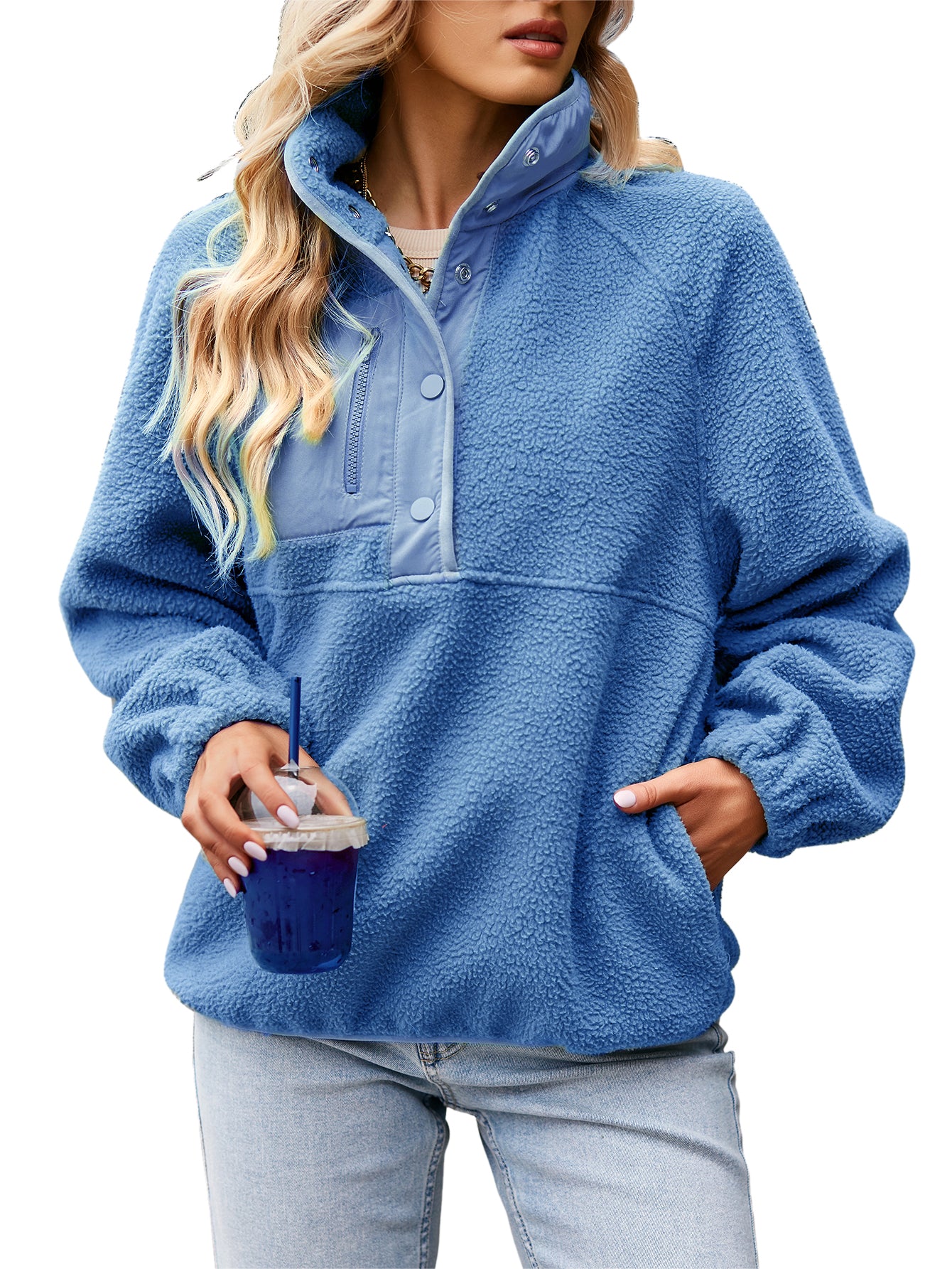 YESFASHION Loose Sports Sweaters Casual Temperament Coat Tops