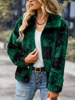 Velvet Women Jacket Winter Plaid Temperament Thick Top