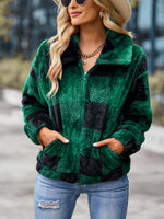 Velvet Women Jacket Winter Plaid Temperament Thick Top