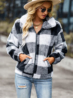 Velvet Women Jacket Winter Plaid Temperament Thick Top