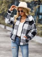 Velvet Women Jacket Winter Plaid Temperament Thick Top