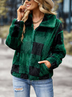 Velvet Women Jacket Winter Plaid Temperament Thick Top