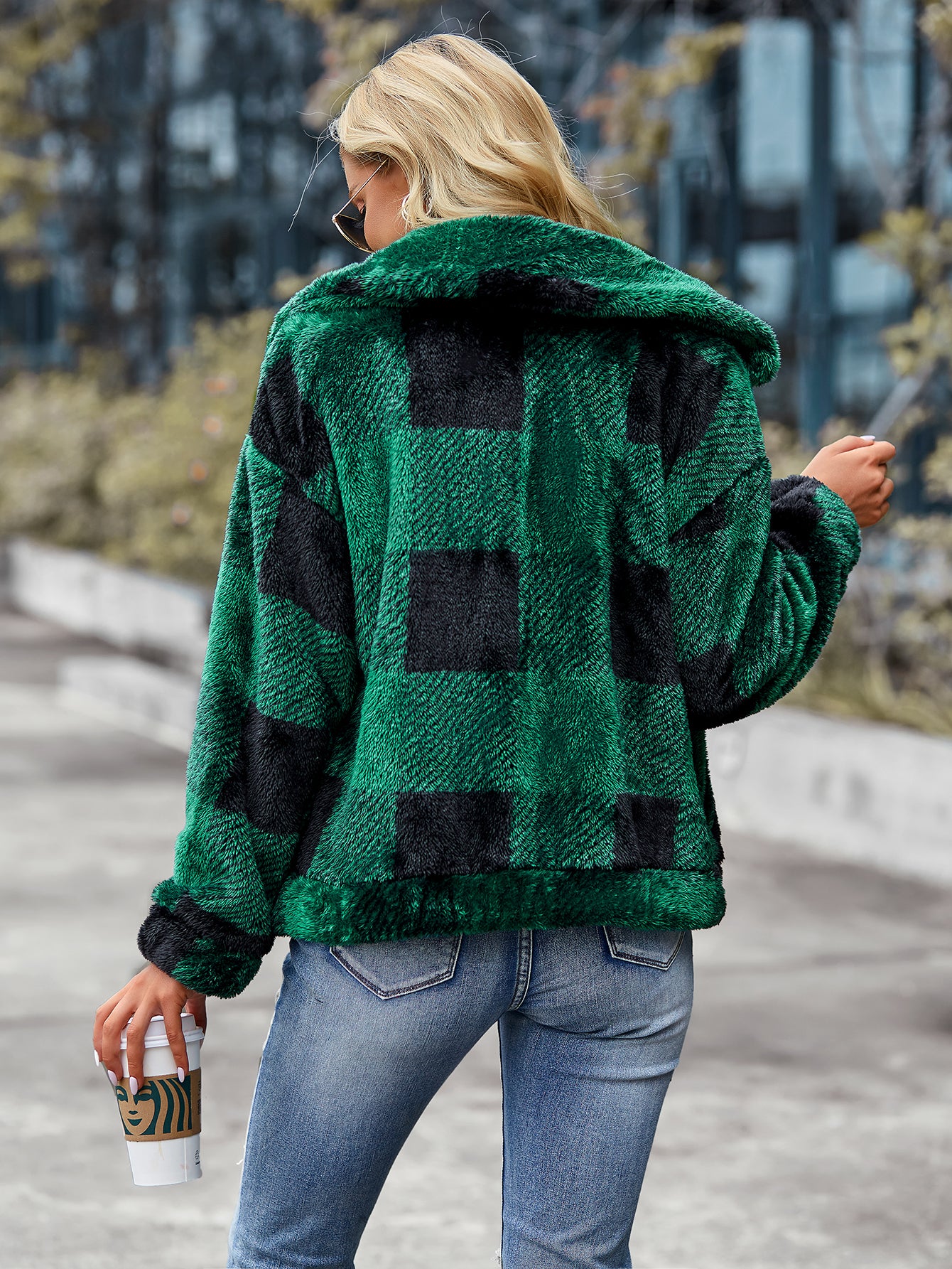Velvet Women Jacket Winter Plaid Temperament Thick Top