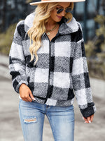 Velvet Women Jacket Winter Plaid Temperament Thick Top